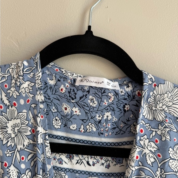 R. Vivimos Floral Blue Midi Boho Dress size L - Picture 4 of 4
